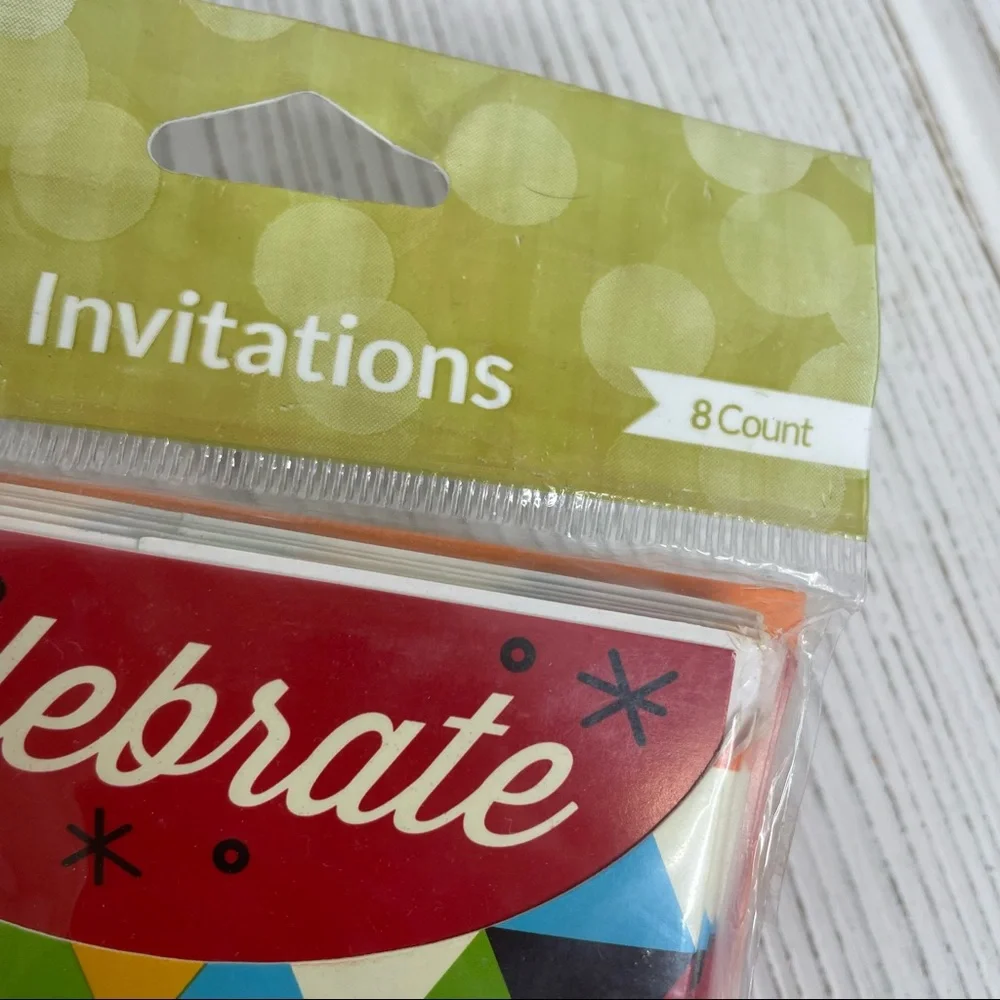 3 Packages Celebrate Party Invitations 8/Pack New Unisex Multicolor Geometric